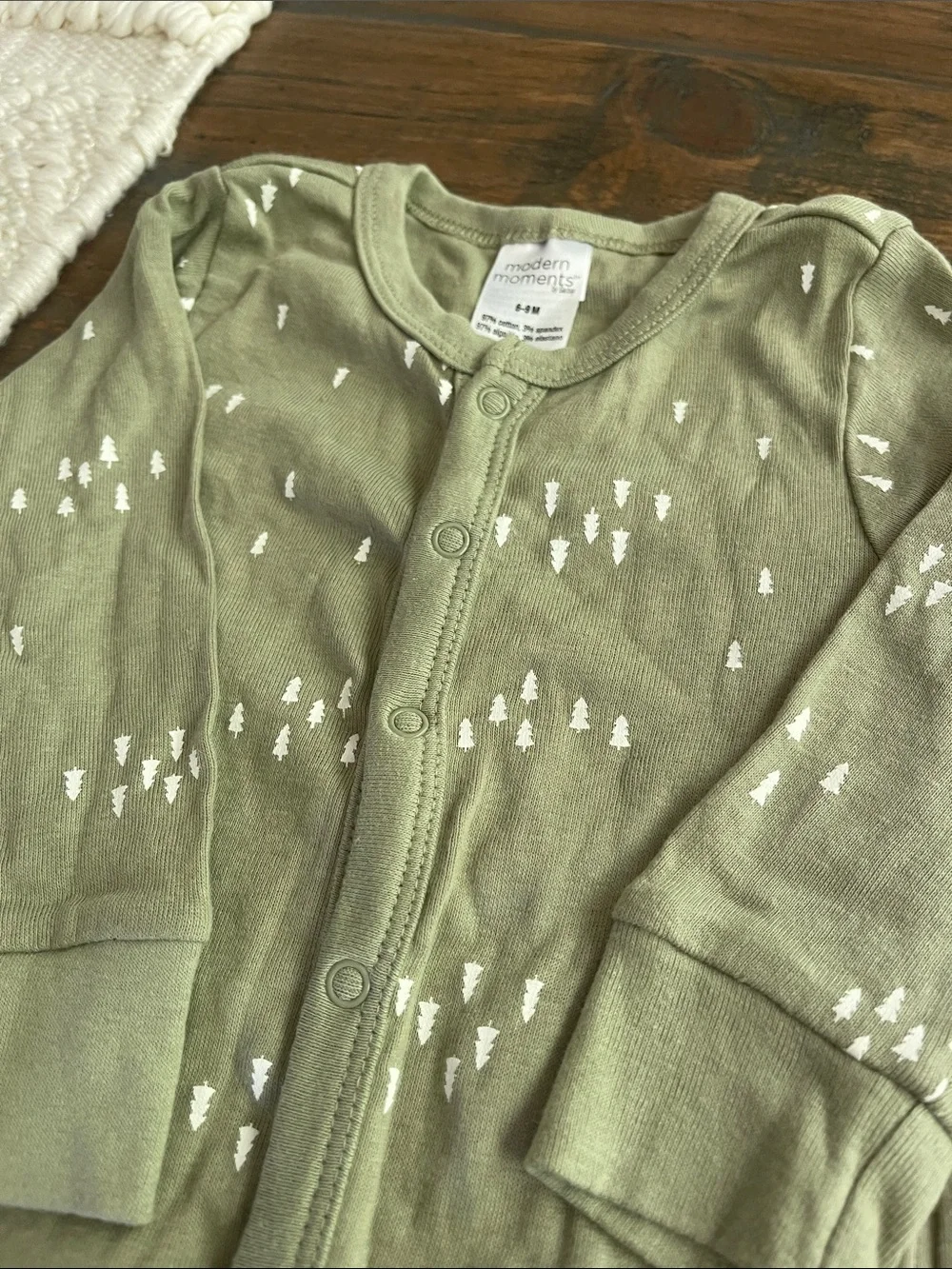 Olive Green Baby One-Piece - Snap Front